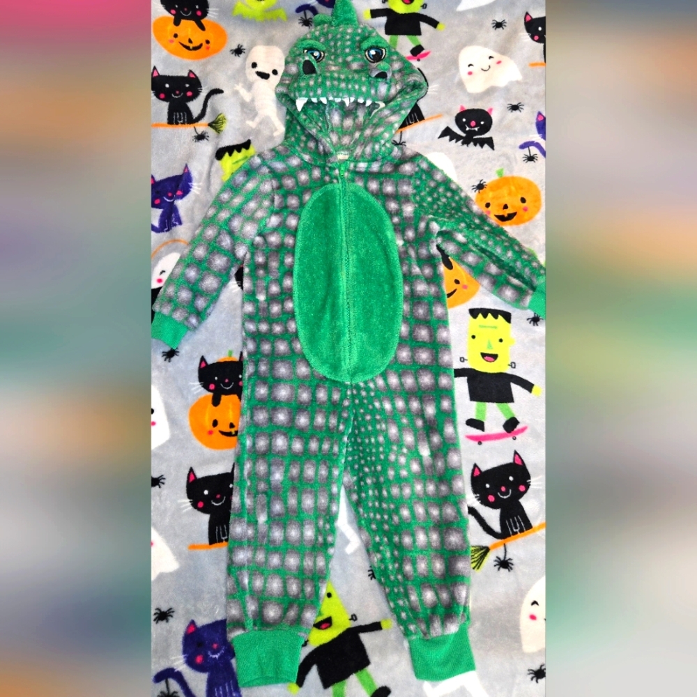Toddler 2T Green Dinosaur Or Dragon Costume Onesie Sleeper